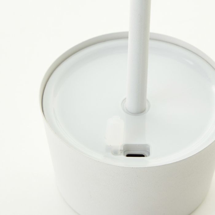 Lampe de table extérieur blanche moderne, Petter, 2W, 3000K LED, IP44, gradable en 3 étapes