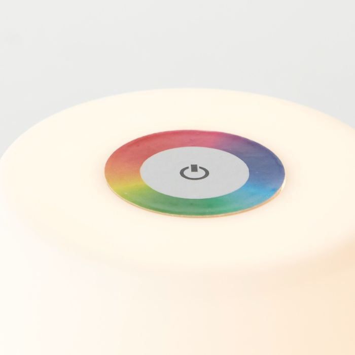 Lampe de table extérieur blanche moderne, Maezon, 1W, RGBW LED, IP44, avec variateur tactile