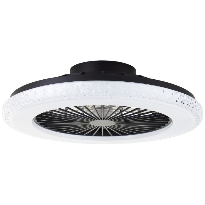 Ventilateur de plafond noir moderne, Baki, 40W, RGBW LED, avec télécommande