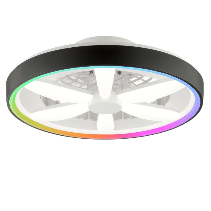 Ventilateur de plafond noir en plastique, Roos, 48W, RGBW LED, avec télécommande