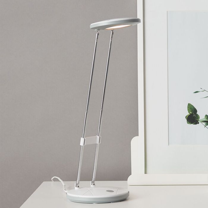 Lampe de bureau blanche en plastique, Mariama, 3,3W, 3000K LED, avec interrupteur