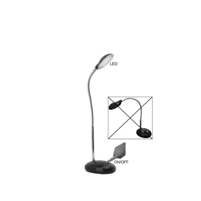 Lampe de bureau noire en plastique, Marenthe, 2W, 6000K LED, avec interrupteur