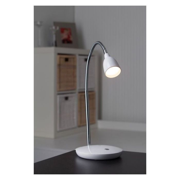 Lampe de bureau blanche en plastique, Kit, 3W, 3000K LED, avec interrupteur