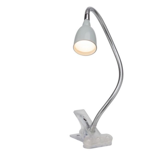 Spot à pince gris en plastique, Kit, 2,4W, 3000K LED, avec interrupteur