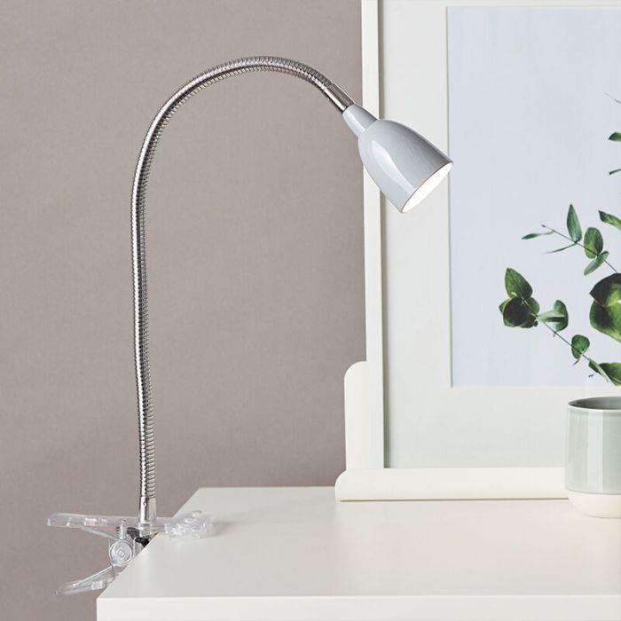Spot à pince gris en plastique, Kit, 2,4W, 3000K LED, avec interrupteur