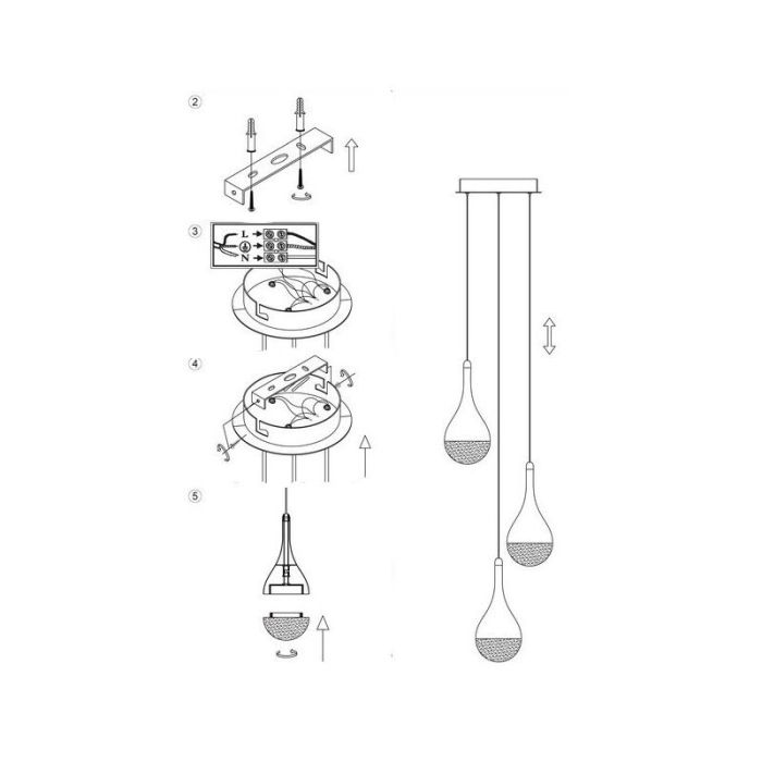 Suspension chromée classique, Emma, 5W, 3000K LED