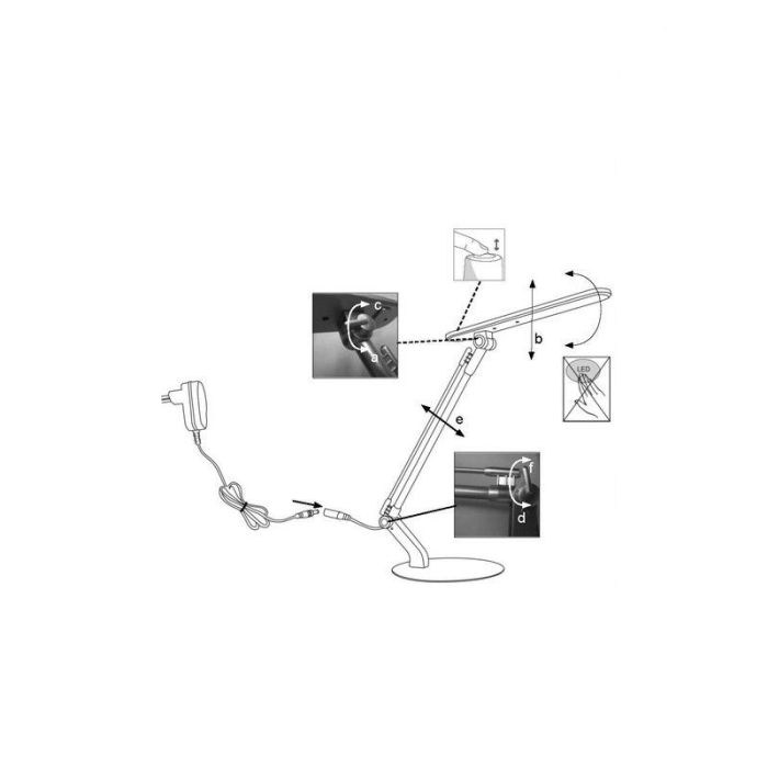 Lampe de bureau argentée en métal, Larah, 6W, 4000K LED, avec interrupteur