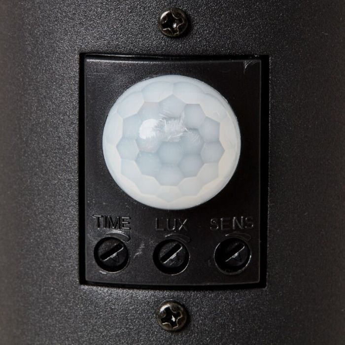 Lampadaire extérieur avec détecteur de mouvement noir en métal, Meis, IP44