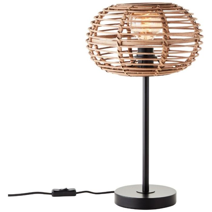 Lampe de table en rotin marronne, Sevim, avec interrupteur