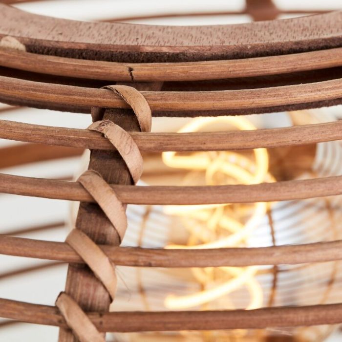 Lampe de table en rotin marronne, Sevim, avec interrupteur