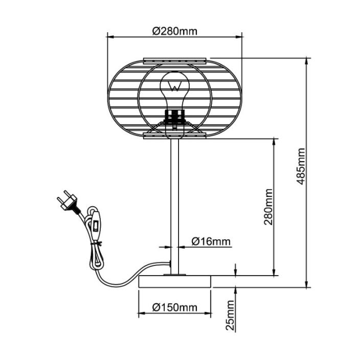 Lampe de table en rotin marronne, Sevim, avec interrupteur