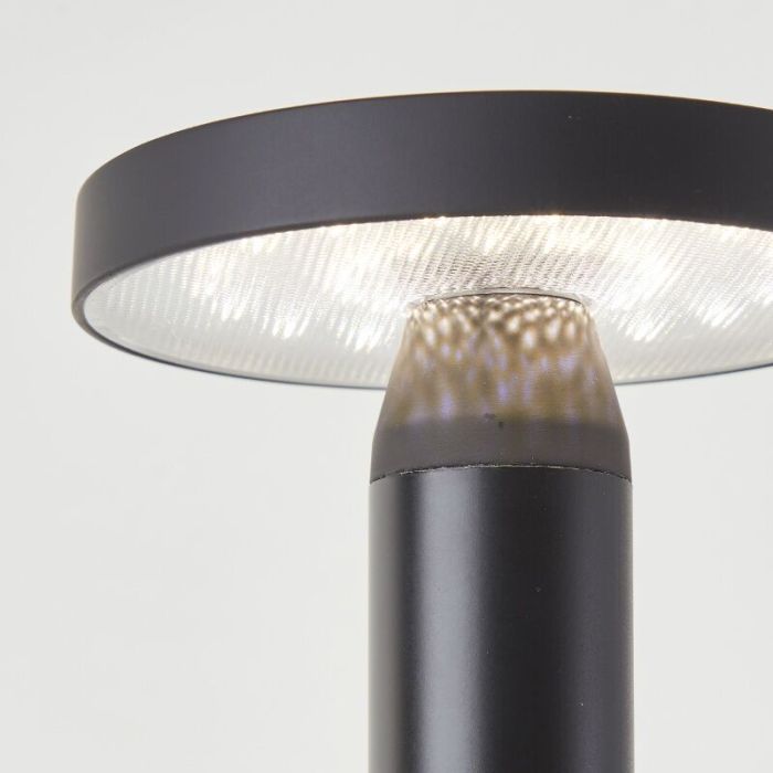 Lampe de table rechargeable noire en métal, Kubilay, 2W, 4000K LED, IP44, avec interrupteur