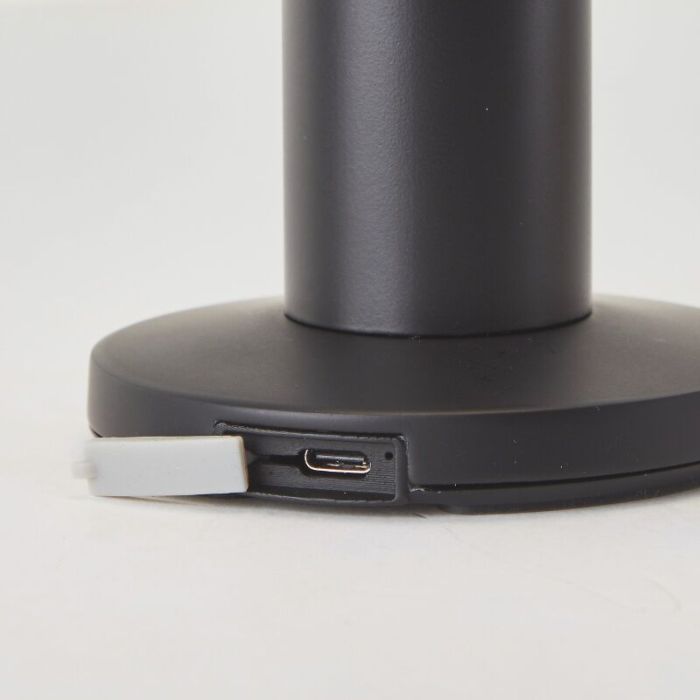 Lampe de table rechargeable noire en métal, Kubilay, 2W, 4000K LED, IP44, avec interrupteur