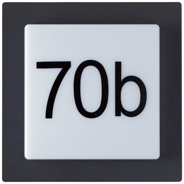 Numéro de maison lumineux noir en aluminium, Nurcan, 9W, 3000K LED, IP44