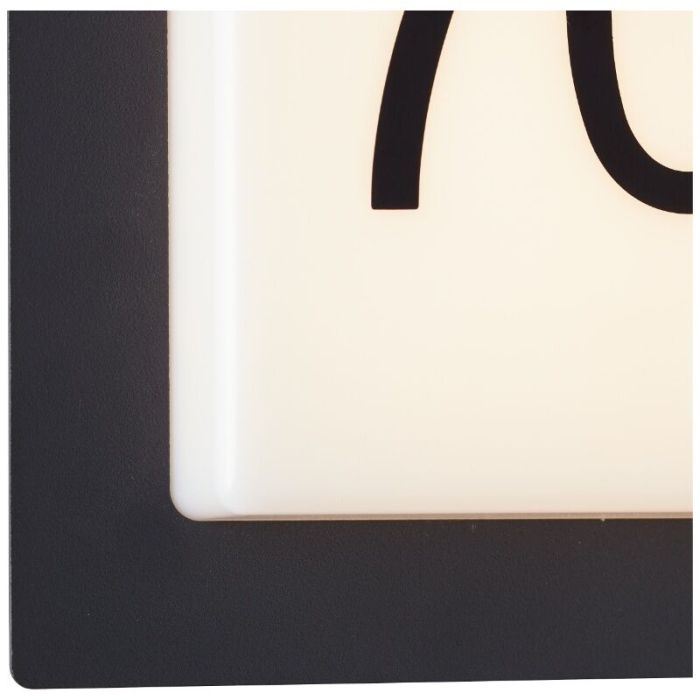 Numéro de maison lumineux noir en aluminium, Nurcan, 9W, 3000K LED, IP44