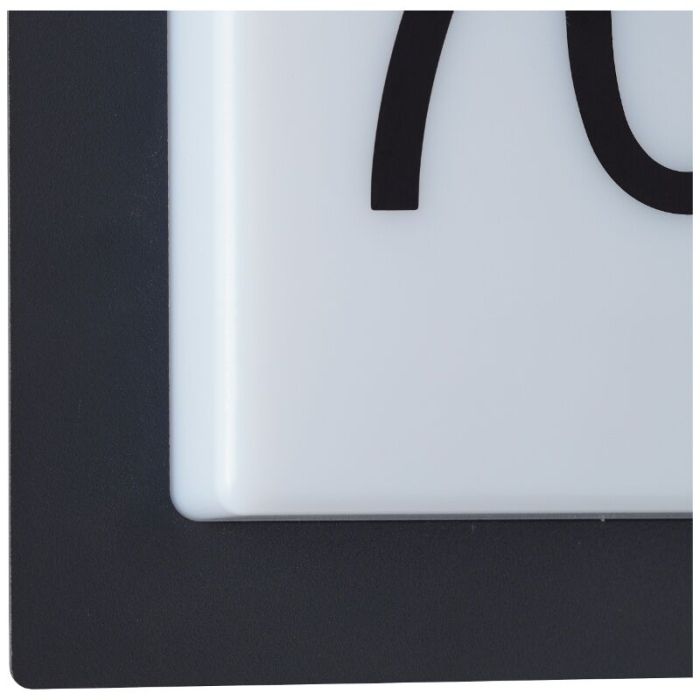 Numéro de maison lumineux noir en aluminium, Nurcan, 9W, 3000K LED, IP44