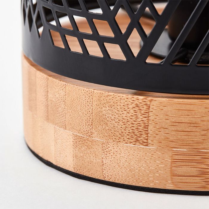 Lampe de table en bois noire, Sherona, avec interrupteur