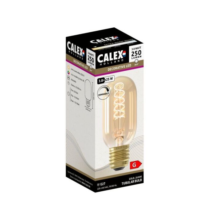 Calex ampoule LED tube E27 gradable ambre, 3,8W, 2100K