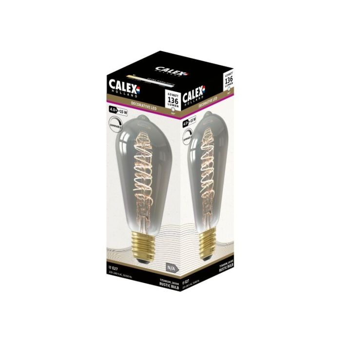 Calex ampoule LED Edison E27 gradable gris, 4W, 1800K