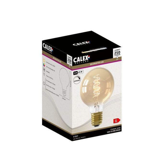 Calex ampoule filament E27 gradable ambre, 3,8W, 2100K