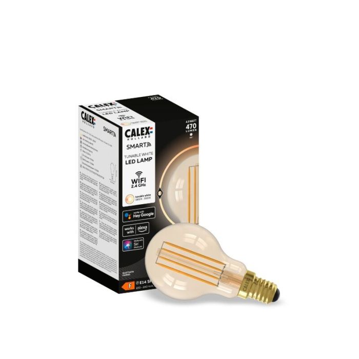 Calex ampoule LED connectée E14 ambre, 4,9W, 1800-3000K