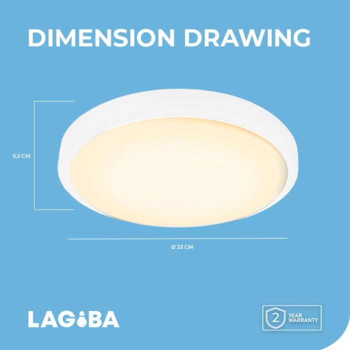 Lampe plafond blanche en plastique, Kos, 22W, 3000K LED