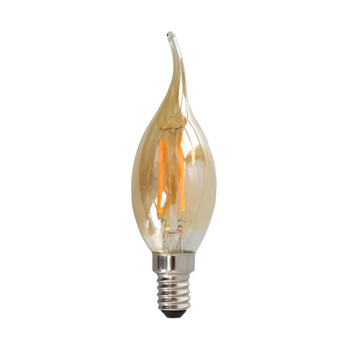Dimmable E14 ampoule bougie LED, 3w, ambre verre, 2200K
