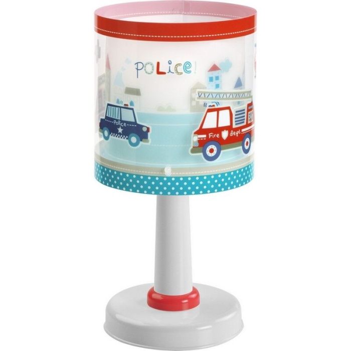 Lampe de table pour enfants en plastique bleue, Police, avec interrupteur