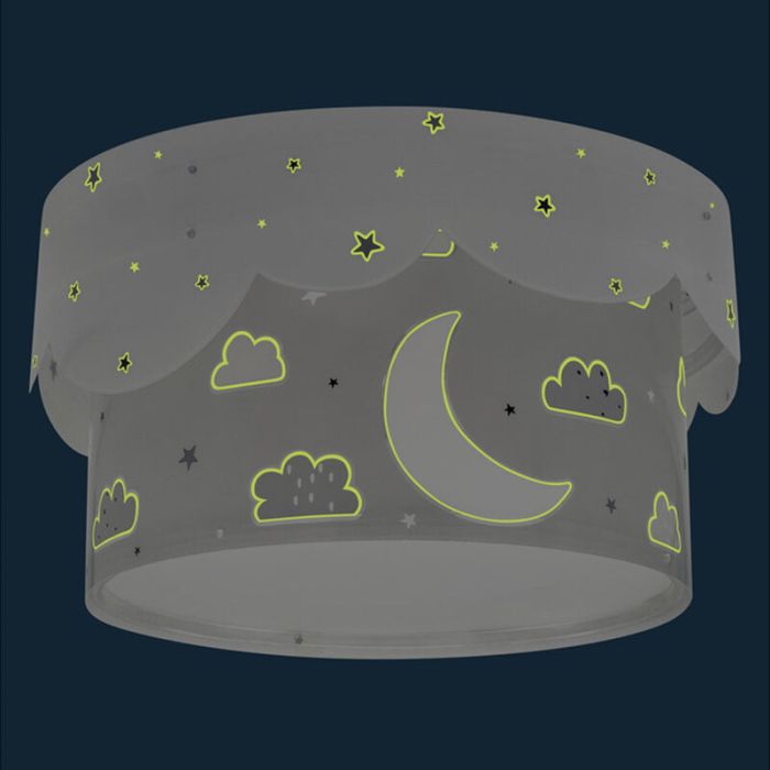 Plafonnier pour enfants en plastique gris, Moon