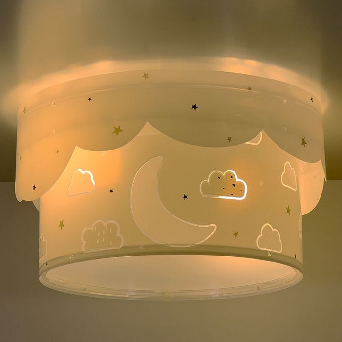 Plafonnier pour enfants en plastique gris, Moon