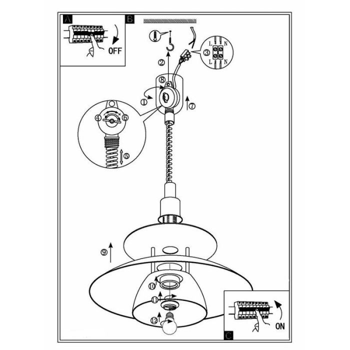 Suspension noire en acier, Lariana