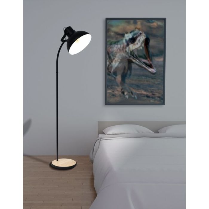 Lampadaire en bois marron, Elmira, avec interrupteur