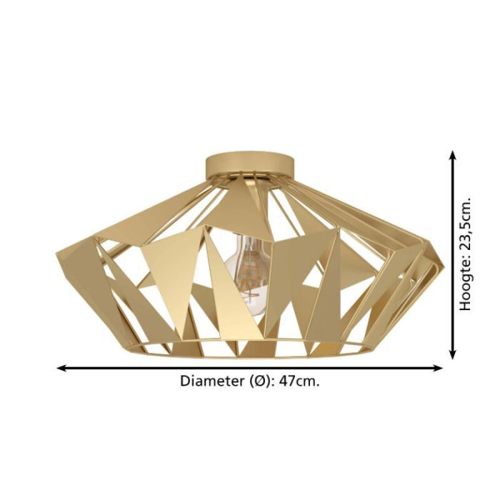 Lampe plafond dorée en acier, Charmain