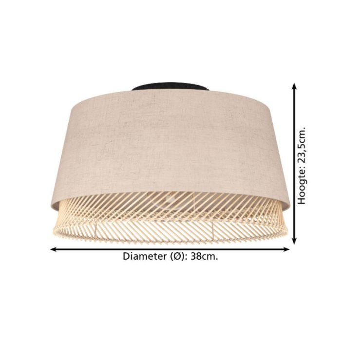 Lampe plafond beige en tissu, Ruby
