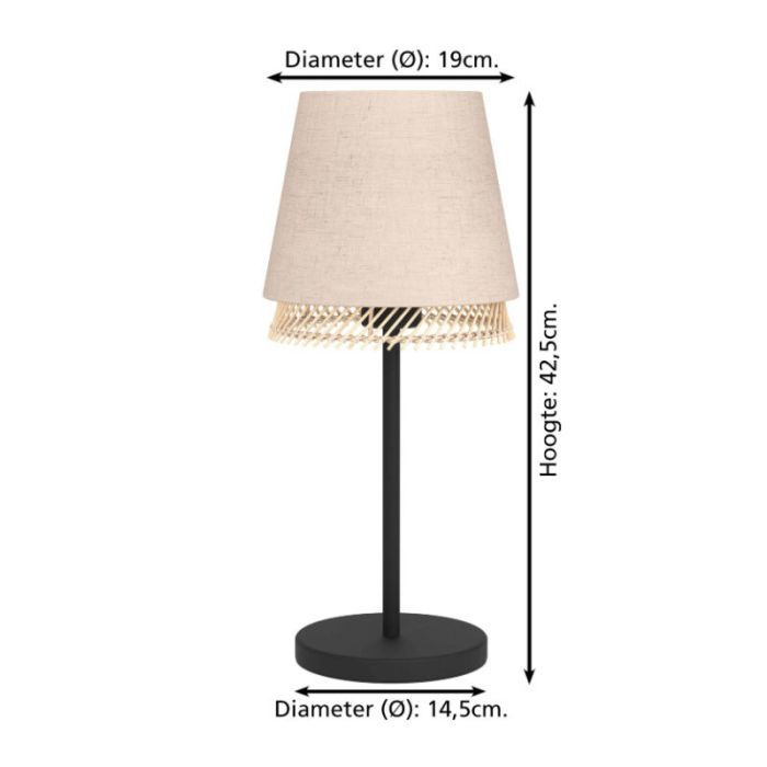 Lampe de table beige en tissu, Ruby, avec interrupteur
