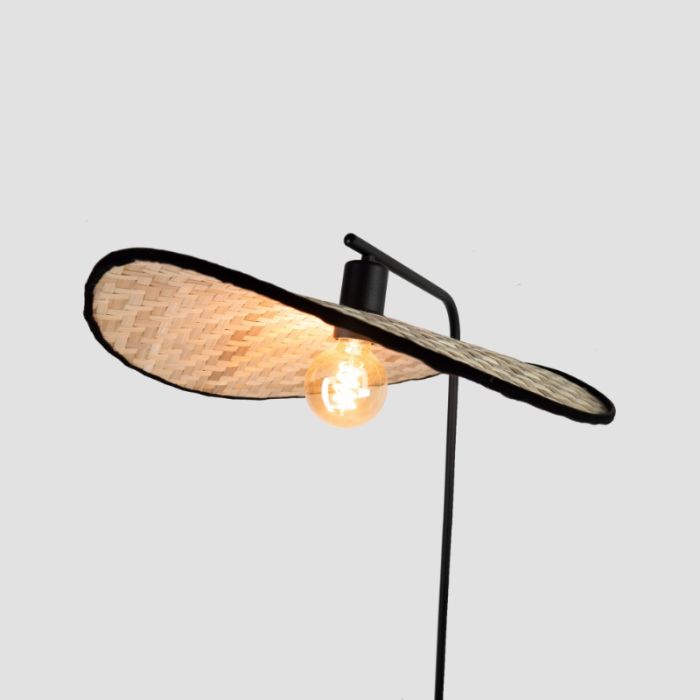 Lampadaire marron en bois, Jillah, avec interrupteur