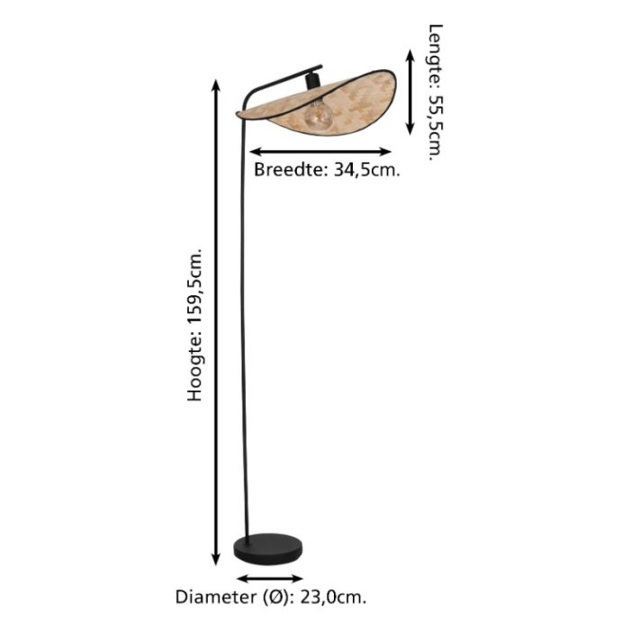 Lampadaire marron en bois, Jillah, avec interrupteur