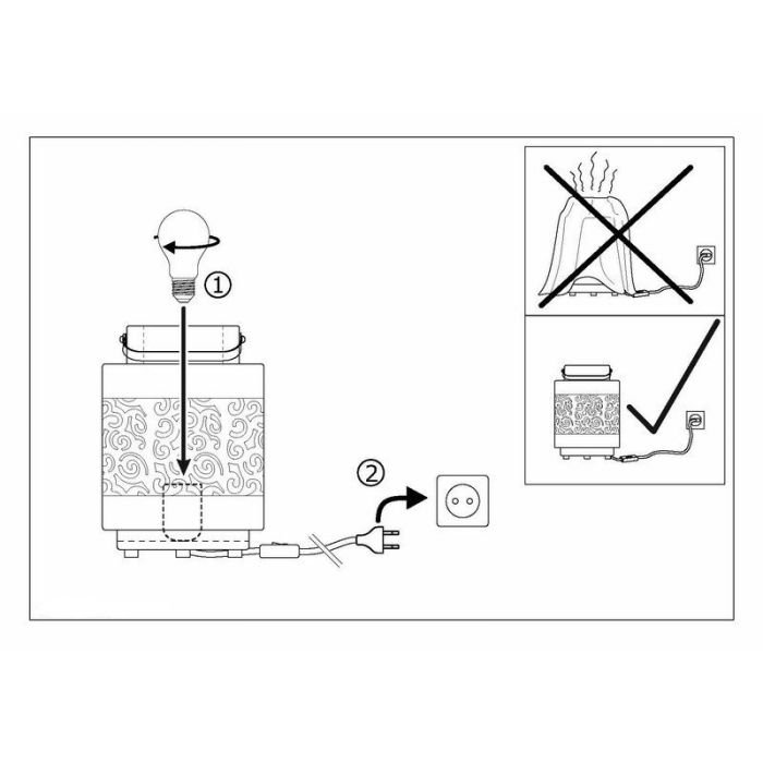 Lampe de table blanche en acier, Abdelrahman, avec interrupteur