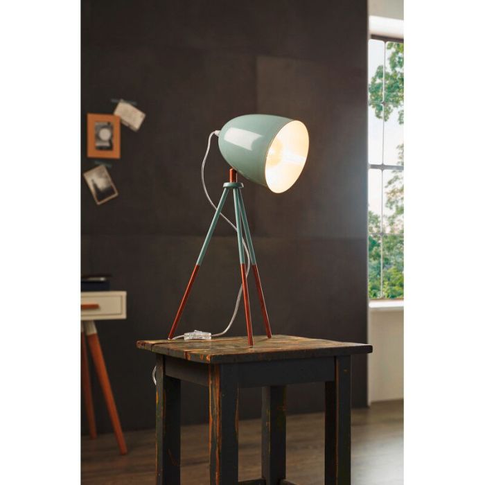 Lampe de table verte en métal, Jezebel, avec interrupteur