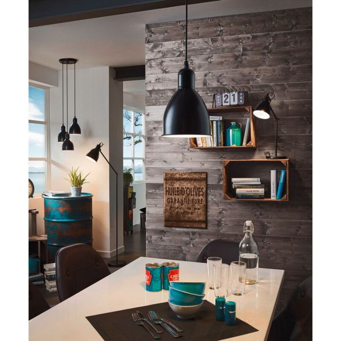 Lampe de table noire en métal, Lavinio, avec interrupteur