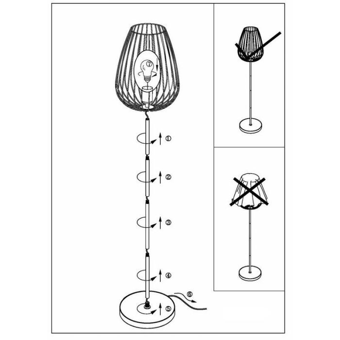 Lampadaire noir en métal, Kitana, avec interrupteur