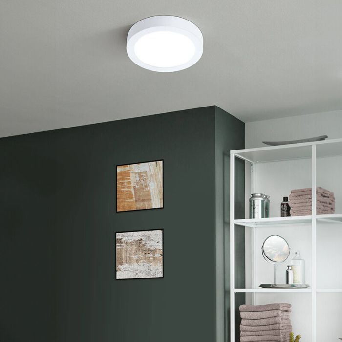 Plafonnier connecté blanc en plastique, Geraldo, 16,5W, blanc chaud à froid réglable LED, IP44