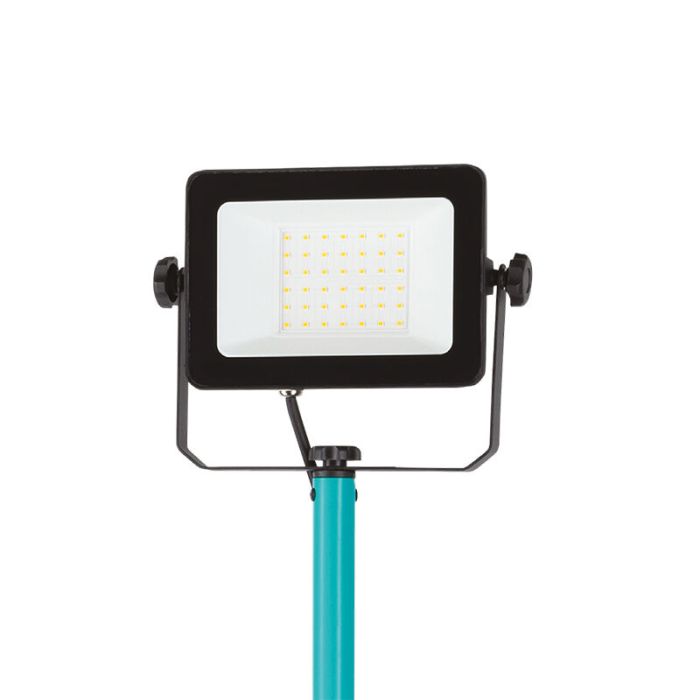 Lampe de chantier bleue en aluminium, Angelos, 30W, 4000K LED, IP65, avec interrupteur