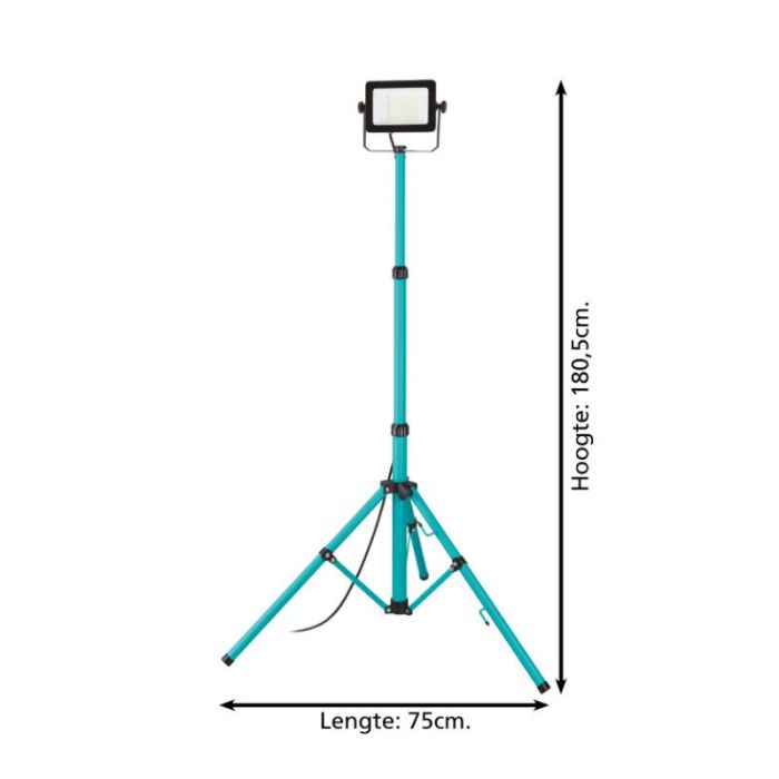 Lampe de chantier bleue en aluminium, Angelos, 30W, 4000K LED, IP65, avec interrupteur