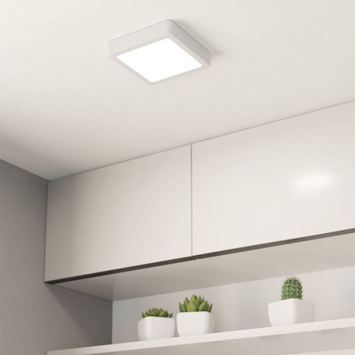 Lampe plafond blanche en plastique, Geraldo, 11W, 3000K LED