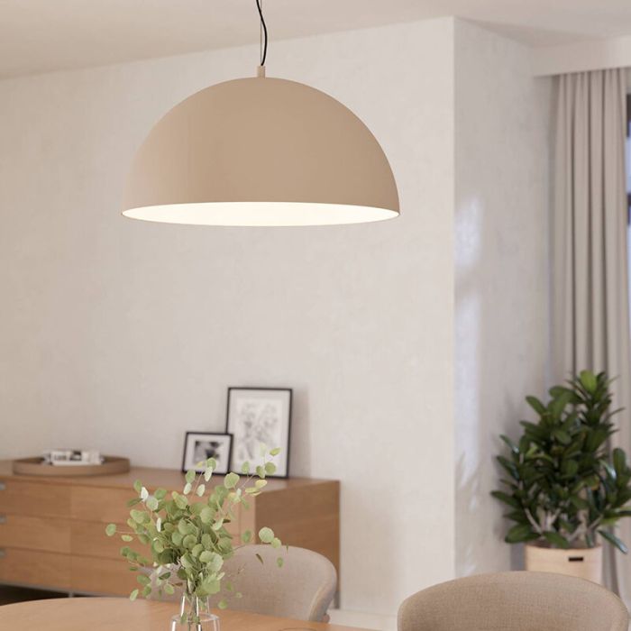 Suspension demi-sphère beige en acier, Geneva