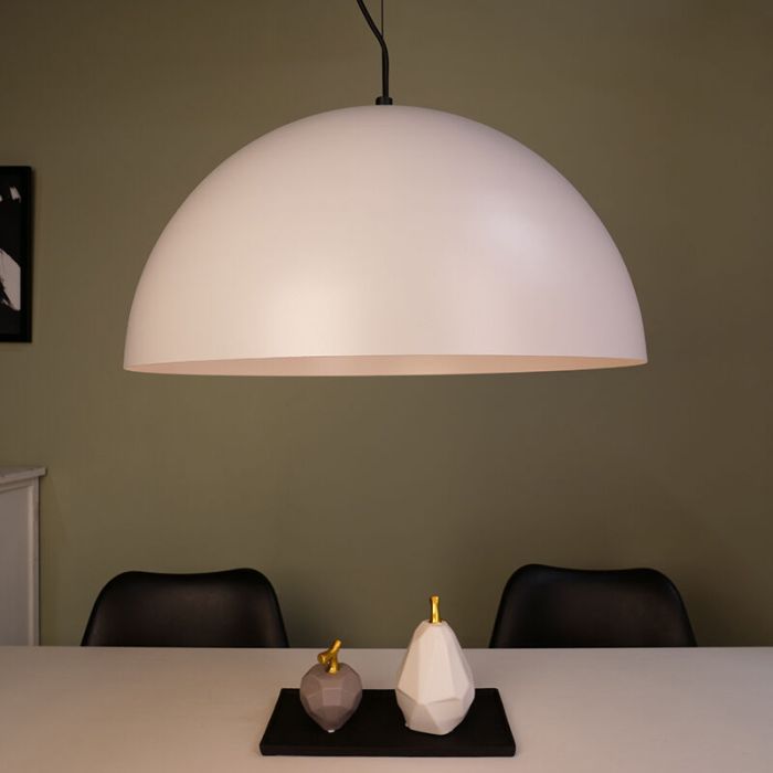 Suspension demi-sphère beige en acier, Geneva