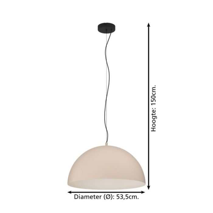 Suspension demi-sphère beige en acier, Geneva