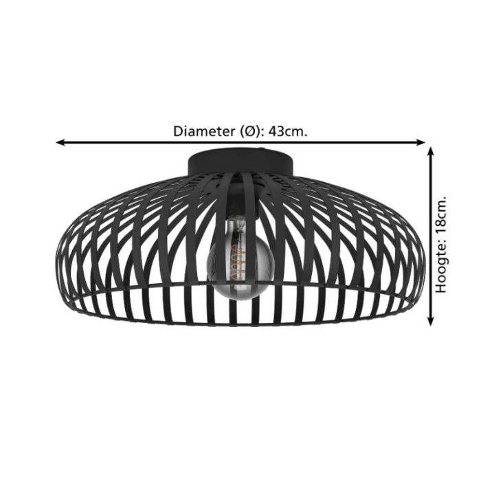 Lampe plafond noire en acier, Egine