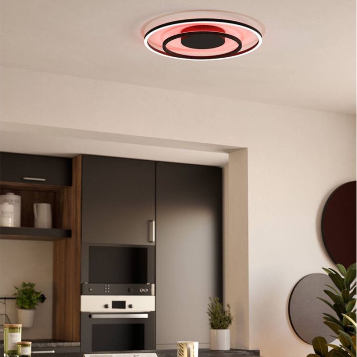 Plafonnier connecté noir en aluminium, Cecilia, 21,5W, blanc chaud à froid réglable LED
